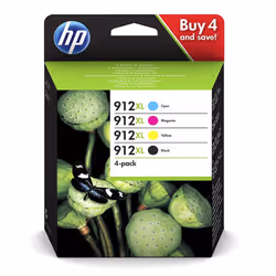 HP 912XL 3YP34AE Set of 4 Original Cartridges XL Fill for HP Officejet Pro 8010, 8012, 8014, 8015, 8020, 8022, 8023, 8024, 80 ...