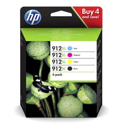 HP 912XL 3YP34AE Set of 4 Original Cartridges XL Fill for HP Officejet Pro 8010, 8012, 8014, 8015, 8020, 8022, 8023, 8024, 8025