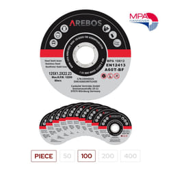 AREBOS 100 Metal Cutting Discs | Stainless Steel Cutting Discs | 125 x 1.2 x 22.23 mm | For Angle Grinder