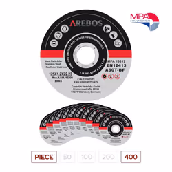 AREBOS 400 Metal Cutting Discs | Stainless Steel Cutting Discs | 125 x 1.2 x 22.23 mm | For Angle Grinder