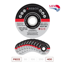 AREBOS 400 Metal Cutting Discs | Stainless Steel Cutting Discs | 125 x 1.2 x 22.23 mm | For Angle Grinder