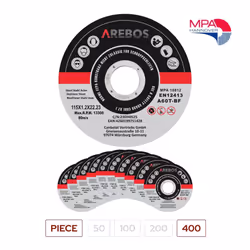 AREBOS 400 Metal Cutting Discs | Stainless Steel Cutting Discs | 115 x 1.2 x 22.23 mm | For Angle Grinder