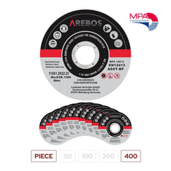 AREBOS 400 Metal Cutting Discs | Stainless Steel Cutting Discs | 115 x 1.2 x 22.23 mm | For Angle Grinder