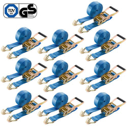 AREBOS 4 x ratchet tie down straps 6 m x 50mm Lashing Strap Cargo Trailer 5 T - Blue