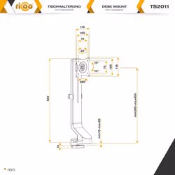Monitor Mount TS2011 Mounting for flat screens with 17-27 inch with max VESA-Norm 100x100 bracket arm for desk-top or Workstation surface PC screen