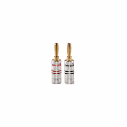 Banana plug, for cables up to 4 sq mm screwed or 6 sq mm soldered, 24k gold plated contacts, set of 2