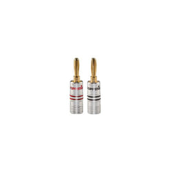 Banana plug, for cables up to 4 sq mm screwed or 6 sq mm soldered, 24k gold plated contacts, set of 2