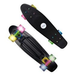 NoRules Skateboard Fun Neon - LED light-up wheels (battery-free), deck 57x15cm, non-slip, ABEC5, PU wheels 60x45mm
