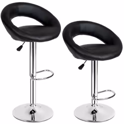 2 Bar stools set faux leather kitchen stool breakfast chair chrome 1x Lounge New
