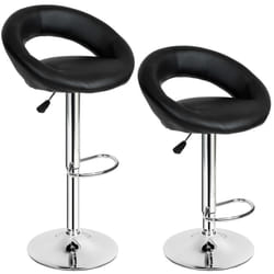 2 Bar stools set faux leather kitchen stool breakfast chair chrome 1x Lounge New