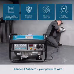 Könner & Söhnen KS 3000 engine-generator 2600 W 15 L Petrol Black, Teal