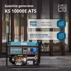 Könner & Söhnen KS 10000E ATS engine-generator 7500 W 25 L Petrol Black, Teal
