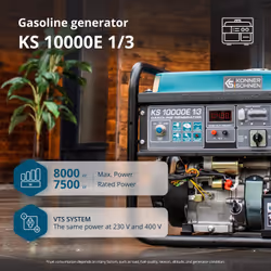 Könner & Söhnen KS 10000E 1/3 engine-generator 7500 W 25 L Petrol Black, Teal