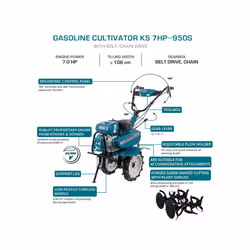 Könner & Söhnen KS 7HP-950S Gasoline mini tiller Petrol 80 kg