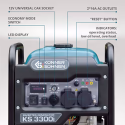 Könner & Söhnen KS 3300I engine-generator 3000 W 7 L Petrol Black, Teal