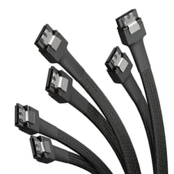 â 3x SATA 3 cables 6Gb/s â 60cm, straight connector (data cable, 6Gbit/s, SATA III/Serial ATA, L connector, set of 3 cables, connects hard