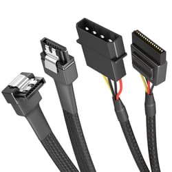 â 30cm 4-pin Molex to 15-pin SATA power cable + 60cm 7-pin SATA 3 data cable 6 Gbit/s angled 90