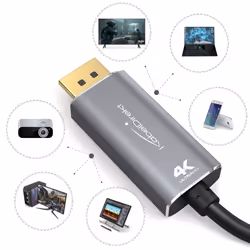 4K USB C to DisplayPort adapter cable with break-proof metal connectors â 2m (supports 4K video/60Hz from notebooks/smartphones to large screens â