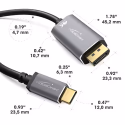 4K USB C to DisplayPort adapter cable with break-proof metal connectors â 2m (supports 4K video/60Hz from notebooks/smartphones to large screens â