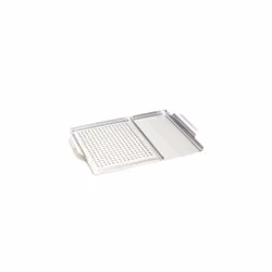 BBQ Grill Basket with Handles - Stainless Steel Baskets for Outdoor Grilling - Barbeque Vegetable and Meat Tray with Holes