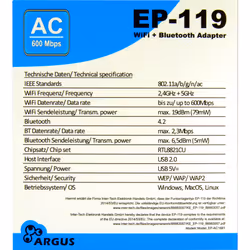 Inter-Tech EP-119 WLAN / Bluetooth 600 Mbit/s