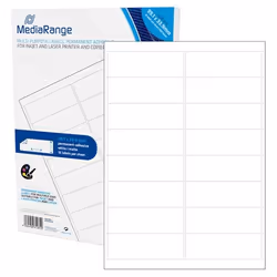 MediaRange MRINK147, White, Permanent, 99.1 x 33.9, A4, Matte, Laser/Inkjet