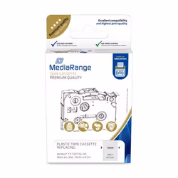 MediaRange Plastic tape cassette, for label printers using Brother TZ-131/TZe-131, permanent adhesive, 12mm, 8m, laminated, black on clear