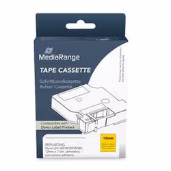 MediaRange Plastic tape cassette, for label printers using Dymo® D1/45016/S0720560, permanent adhesive, 12mm, 7m, laminated, black on blue - Additional view 3