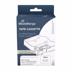 MediaRange Plastic tape cassette, for label printers using Dymo® D1/45016/S0720560, permanent adhesive, 12mm, 7m, laminated, black on blue - Additional view 3