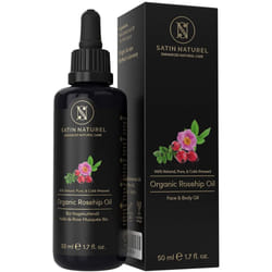 ORGANIC Rosehip Oil Vegan & Cold-Pressed - 50ml Violet Glass Bottle - Pure Wild Rose Oil Rich in Vitamin A, E, Omega 3,6,9 for Soft Skin, Face,