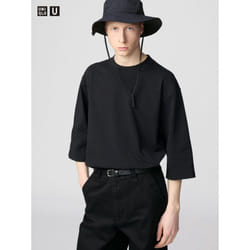 Uniqlo Japan Crew Neck T Shirt 3 4 Sleeve - 09 BLACK/XXL