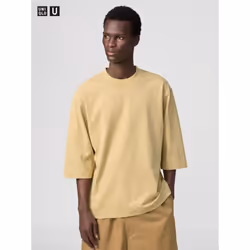 Uniqlo Japan Crew Neck T Shirt 3 4 Sleeve - 42 YELLOW/XXL