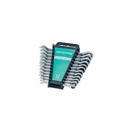 Ratchet Spanner Set 12 pcs. 8-19mm with 72 Teeth by WIESEMANN 1893 I Ratchet Ring Spanner Made of Q-30 Steel Chrome-Plated I with Holder I 81567
