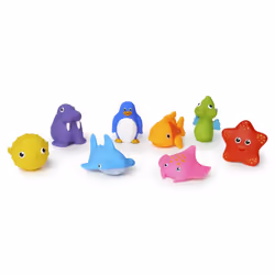 Munchkin Floating Ocean Animal Themed Rubber Bath Squirt Toys for Baby - Pack of 8