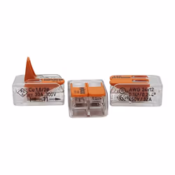50 Pieces 221-412 Connection Terminal 2 Wires with Lever 0,2-4 qmm Small Design, Transparent