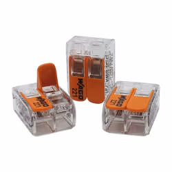 50 Pieces 221-412 Connection Terminal 2 Wires with Lever 0,2-4 qmm Small Design, Transparent