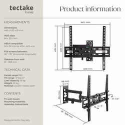TV Wall Mount Television Brackets 26 to 75 Inch TVs Tilt Swivel Holder Bracket - Additional view 6