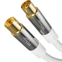 4K aerial cable, coaxial antenna cable, TV cable, white â 5m â television cable with break-proof metal plugs, digital & analogue TV (male to