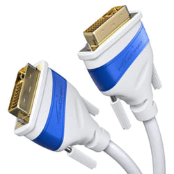 Dual Link DVI cable white, with ferrite core for interference-free signal transmission â 1m (digital DVI-D/24+1 monitor cable, DVI to DVI, up to