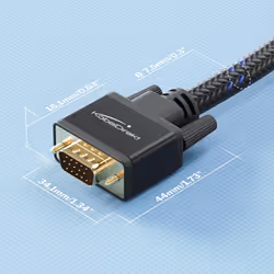 â VGA monitor cable with full-metal connectors and high-purity copper conductors â 2m (Full HD, VGA to VGA, connects computers to