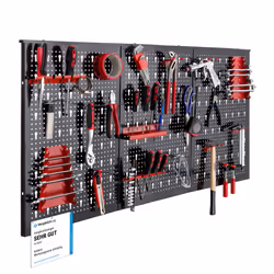 AREBOS Tool wall 3-piece perforated wall workshop | 17-piece hook set & brackets | Perforated metal tool wall for workshop eq ...