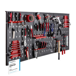 AREBOS Tool wall 3-piece perforated wall workshop | 17-piece hook set & brackets | Perforated metal tool wall for workshop equipment | Red