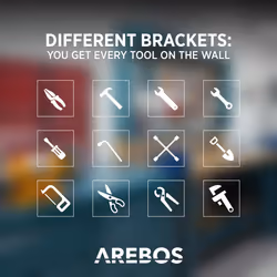 AREBOS Tool wall 3-piece perforated wall workshop | 17-piece hook set & brackets | Perforated metal tool wall for workshop equipment | Red