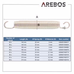 AREBOS Trampoline Springs Tension Springs Steel Springs Replacement Spring 165mm