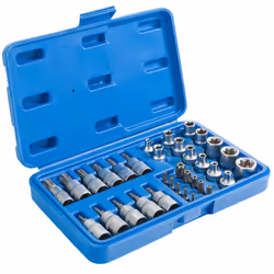 AREBOS External Torx Internal Torx Sockets Slotted & Cross Socket Wrench Tool 34pcs