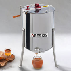 AREBOS Manual Honey Extractor | Tangential Extractor | 4-Combs Extractor | 4 -Frame Extractor | Stainless Steel Honey Extractor