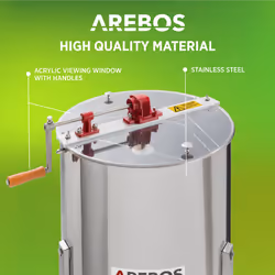 AREBOS Manual Honey Extractor | Tangential Extractor | 4-Combs Extractor | 4 -Frame Extractor | Stainless Steel Honey Extractor