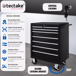 Tool Box on Wheels Trolley Workshop Drawers Storage Tools 7 Drawer Chest