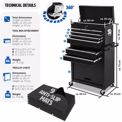 Tool chest tool trolley eight drawers workshop trolley roller tool box - Additional view 6