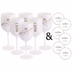 Moet & Chandon Ice Imperial Champagne Glass with Paper Coasters x6